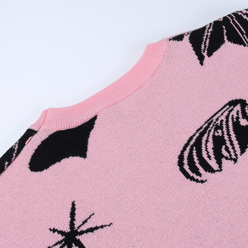 Gothic Bat Knitted Sweater Pastel Goth