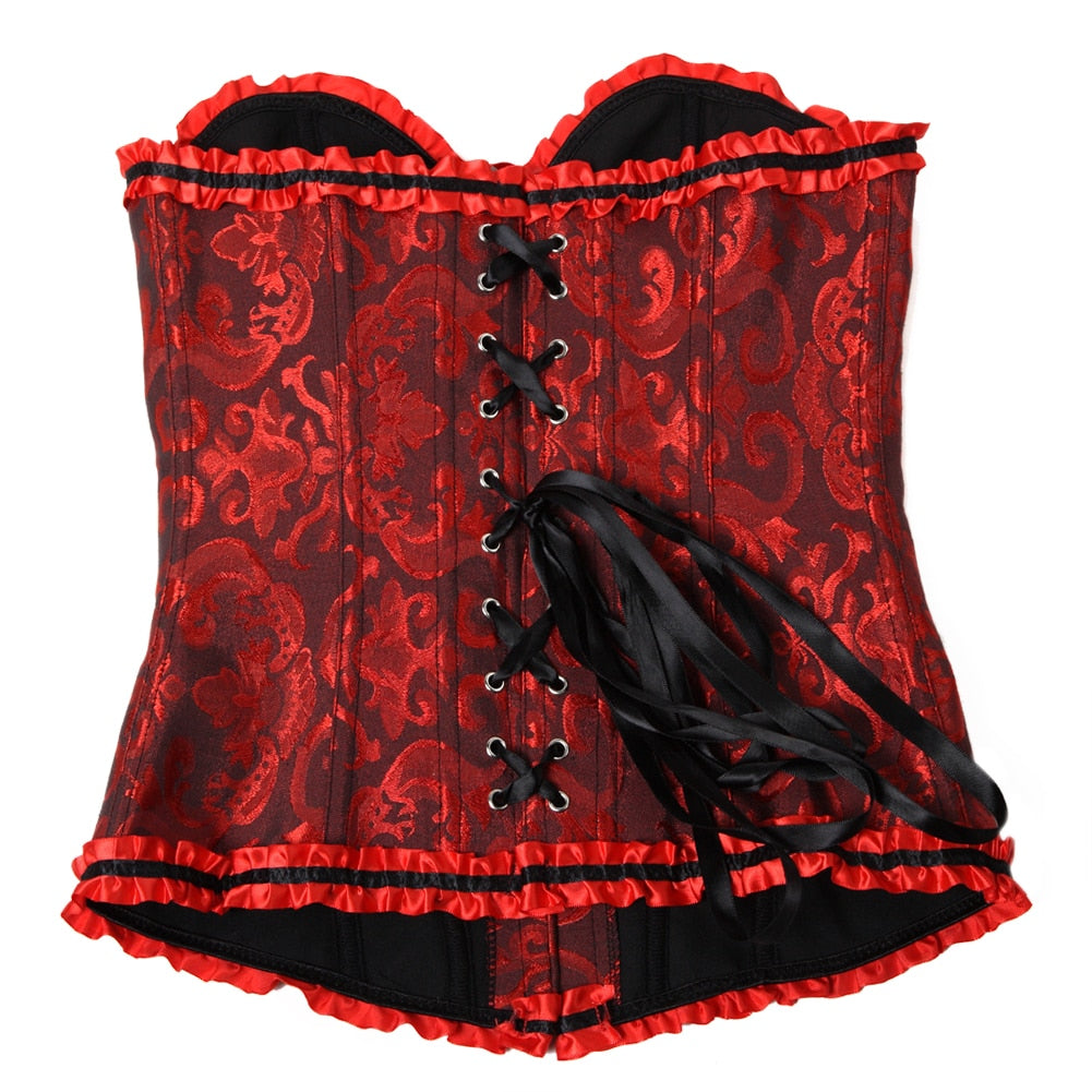 Vampire Corset Bustier Floral Blood Red