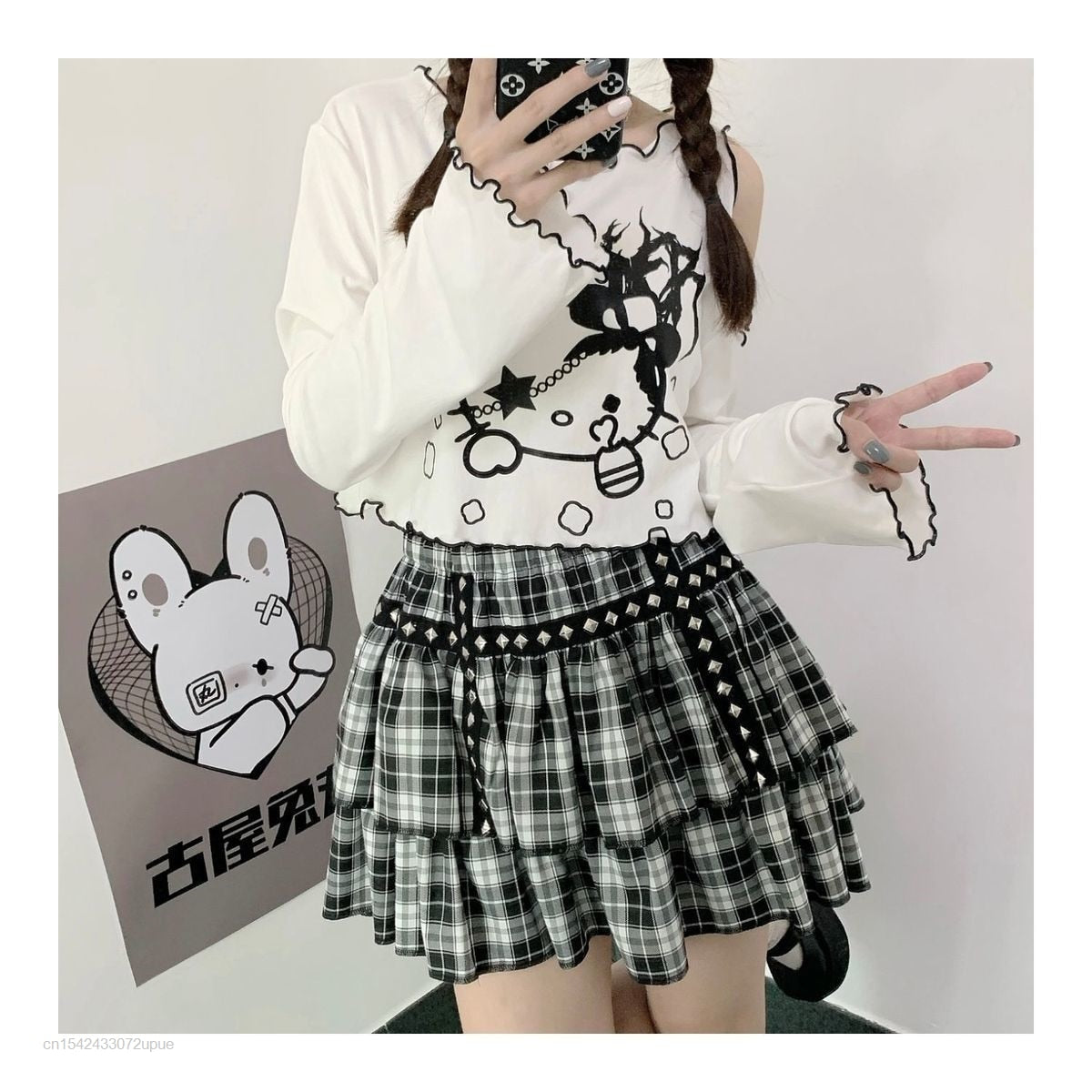 Gothic Dark Grunge Hello Kitty Top