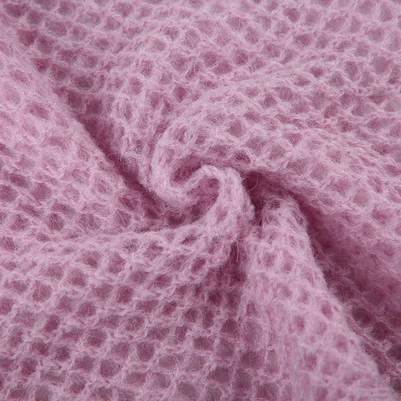 Y2K Sweet Pink Knit Top Crochet