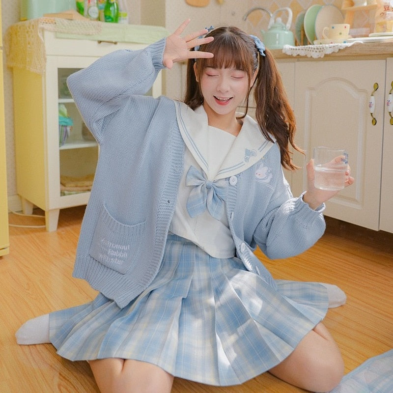 Kawaii Aesthetic Cardigan Sweater Blue
