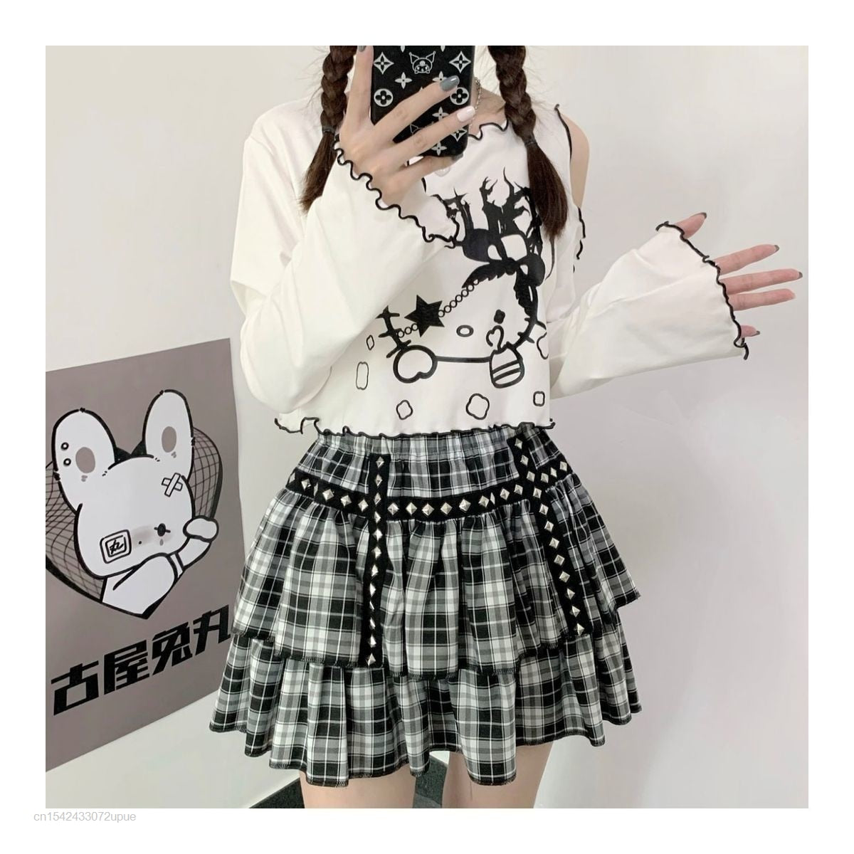 Gothic Dark Grunge Hello Kitty Top