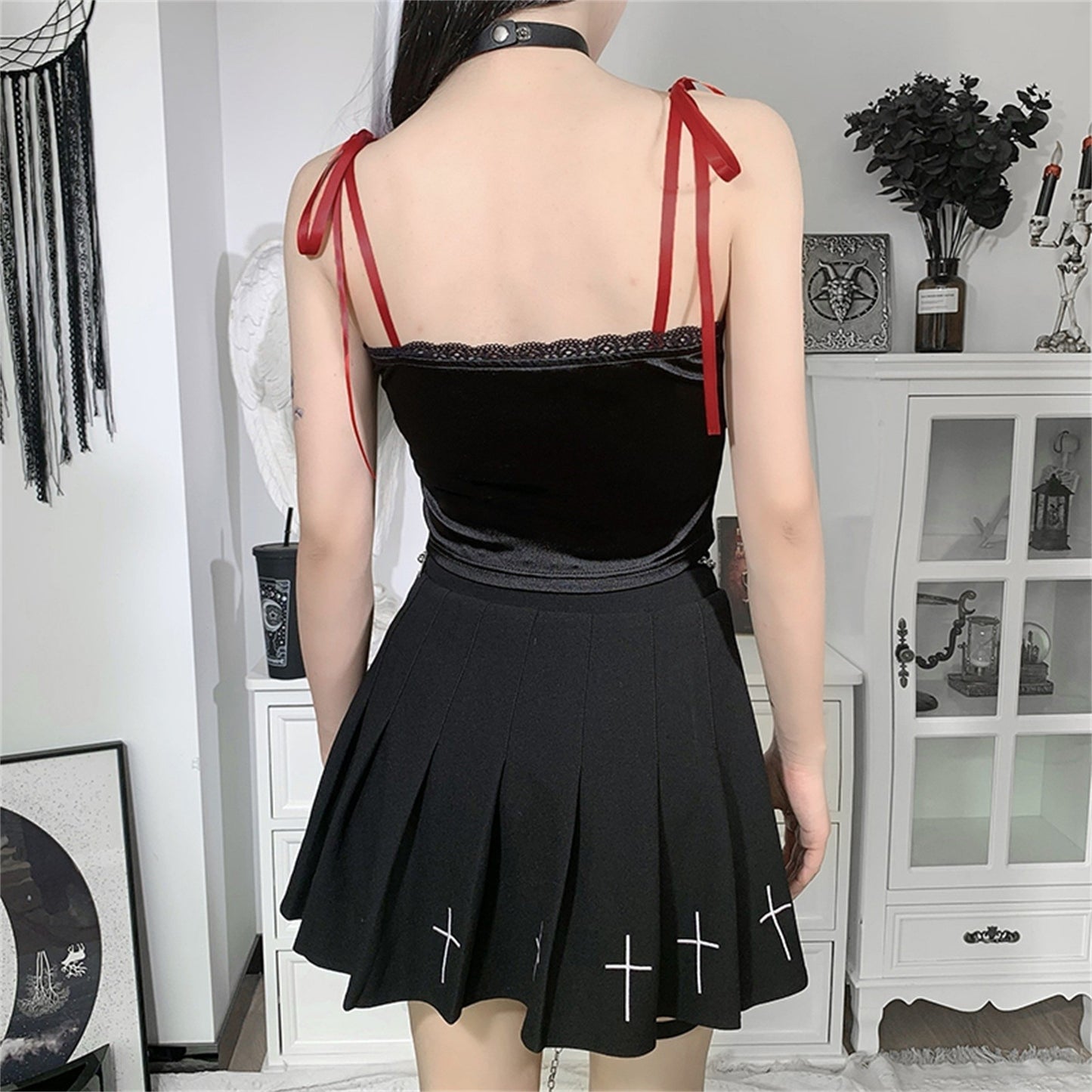 Gothic Vampire Cross Crop Top