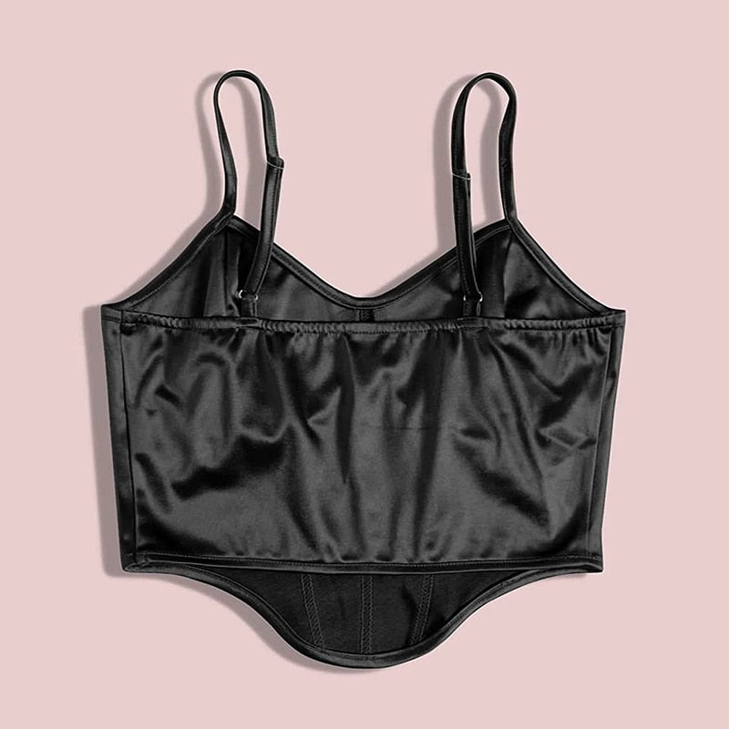 Satin Bustier Top Gothic Black