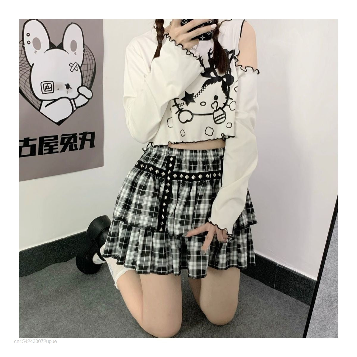 Gothic Dark Grunge Hello Kitty Top