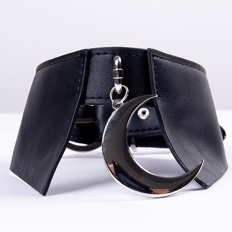 Moon Faux Leather Choker Collar