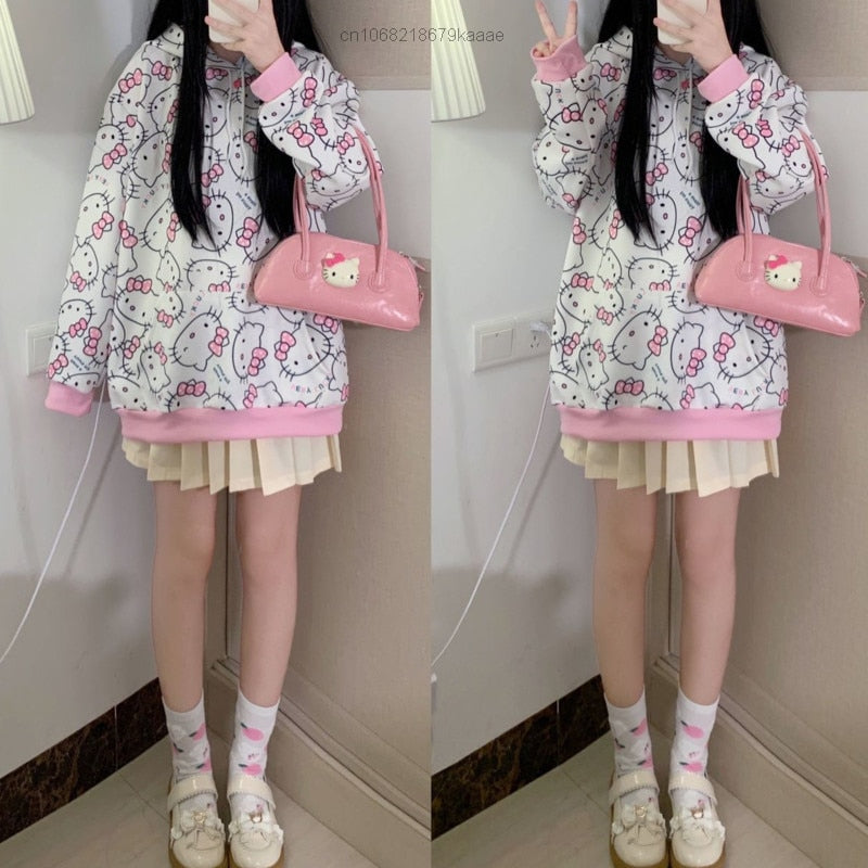Hello Kitty Pattern Hoodie Sweatshirt