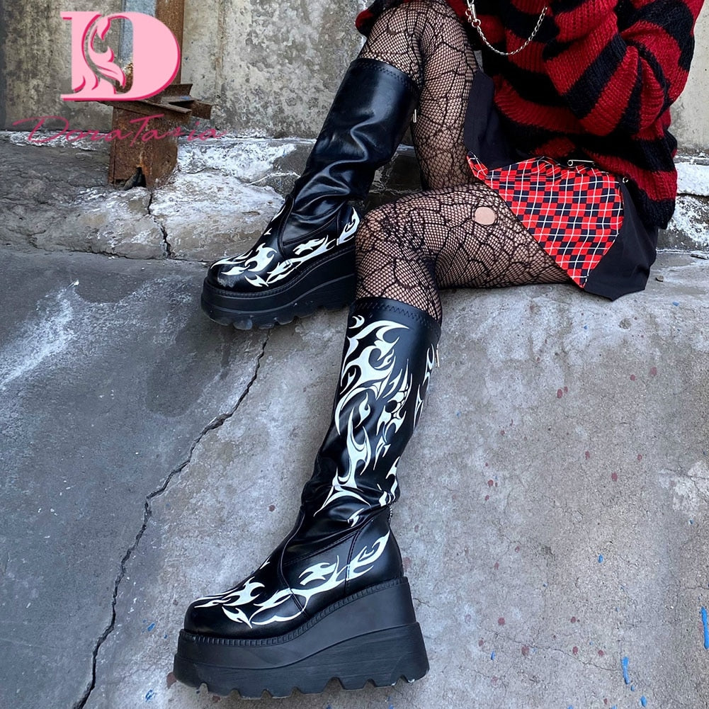 Dark Grunge Gothic eGirl Tribal Boots