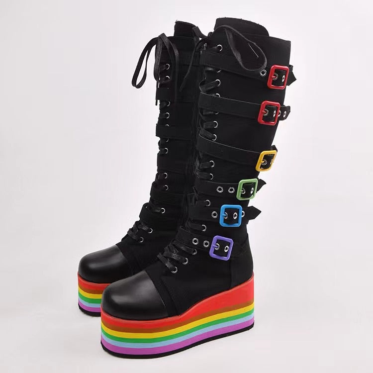 Rainbow Platform Boots