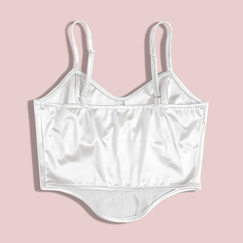 Satin Bustier Top Pearl White