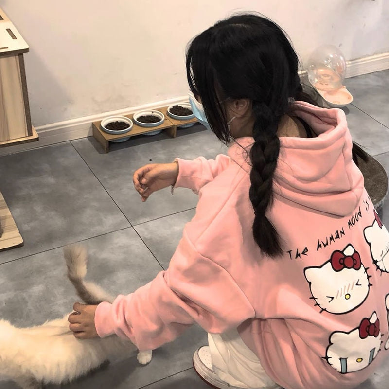 Sanriocore Flustered Kitty Hoodie Kawaii