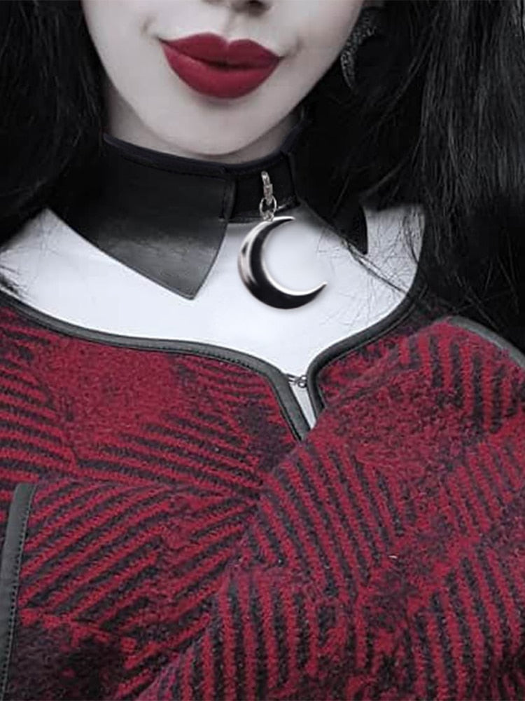 Moon Faux Leather Choker Collar