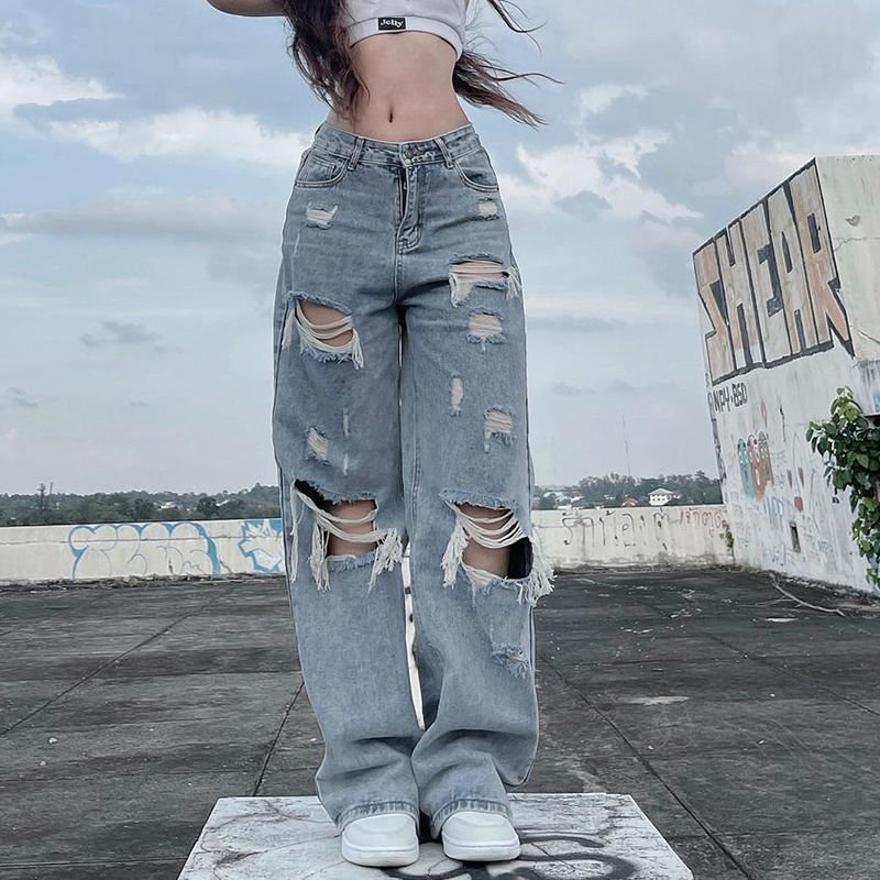 Y2K Grunge Ripped Baggy Jeans – Aesthetics Boutique