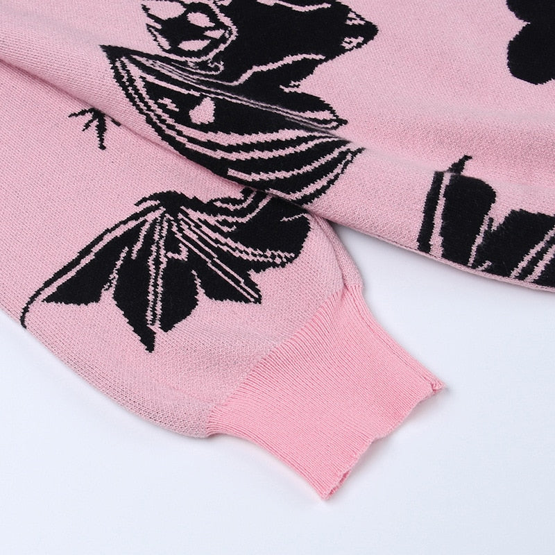 Gothic Bat Knitted Sweater Pastel Goth