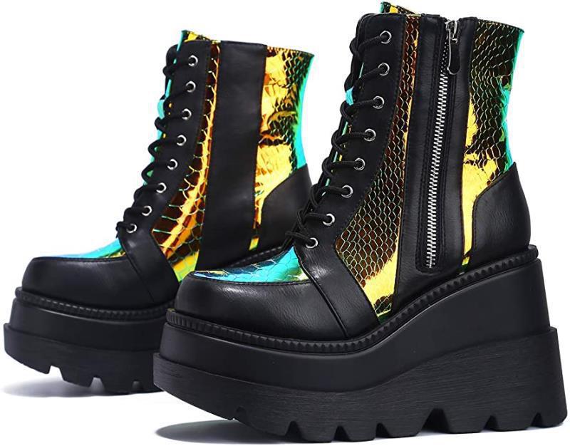 Egirl Black Holographic Platform Shoes
