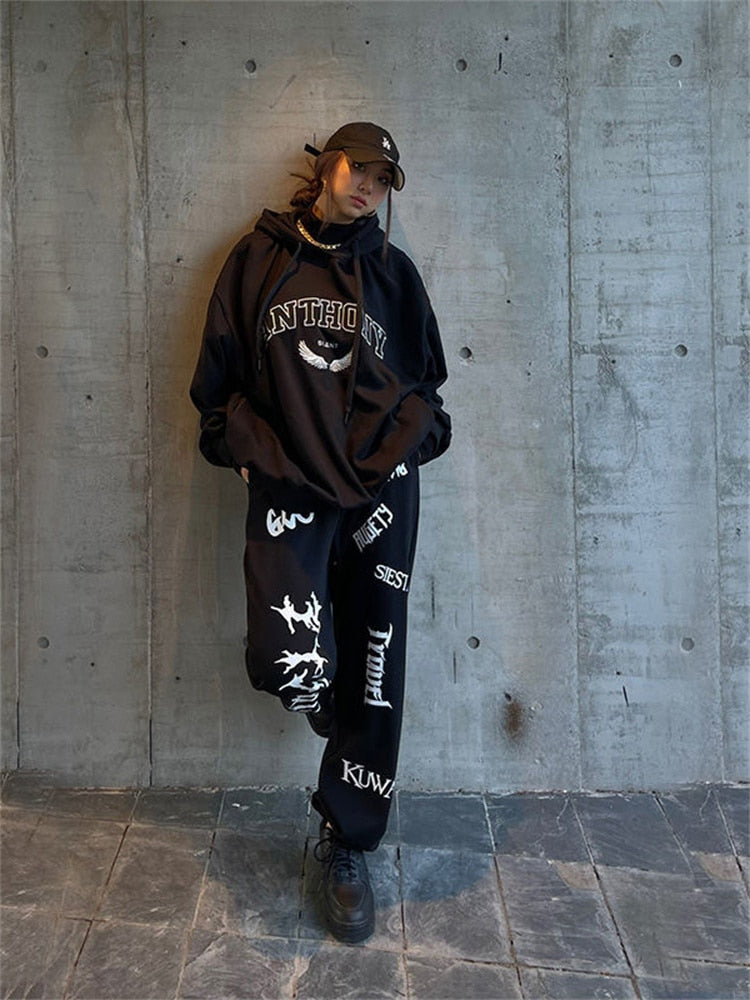 Egirl Gothic Graphic Black Jogging Sweatpants
