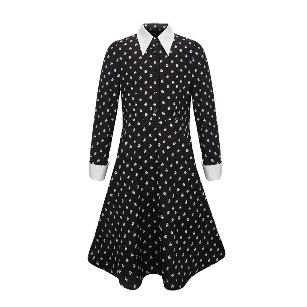 Wednesday Cosplay Dress Long Sleeves