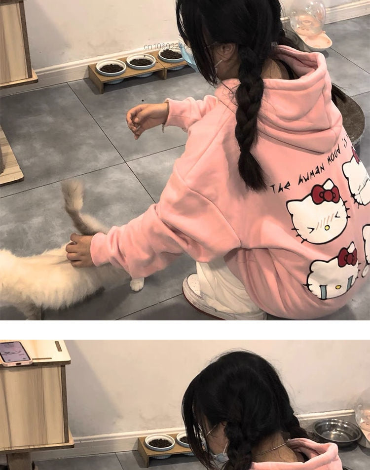 Sanriocore Flustered Kitty Hoodie Kawaii