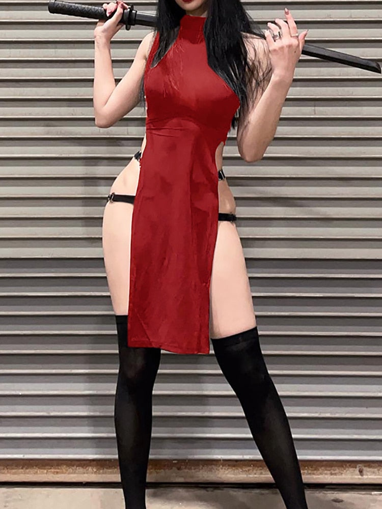 High Split Side Sleeveless Dress