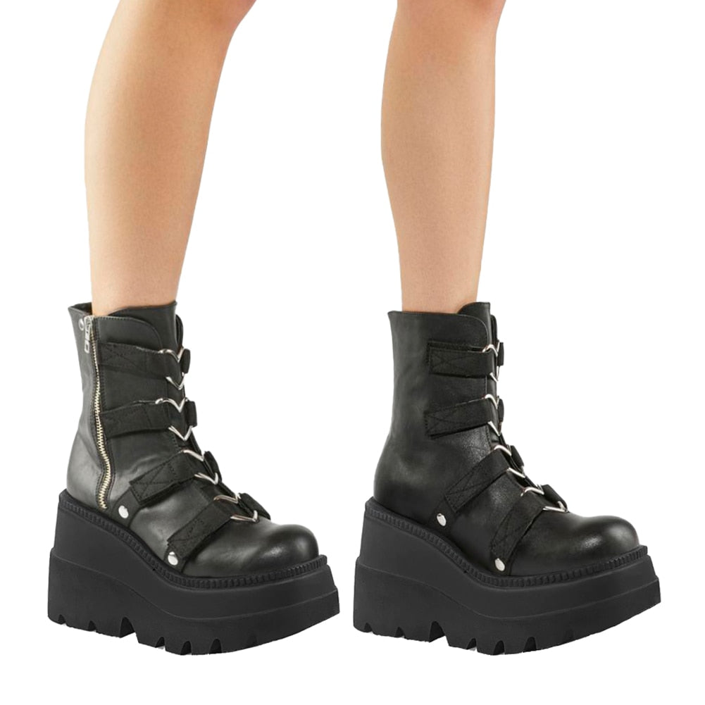 Dark Grunge Heart Biker Boots