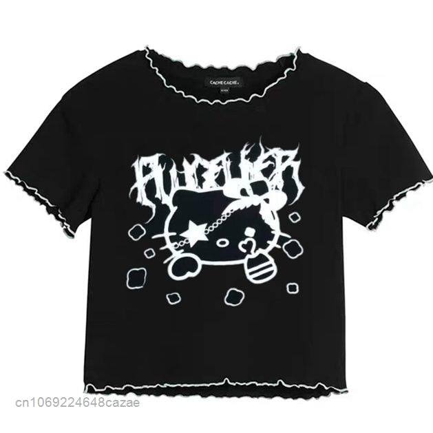 Goth Metal Kitty Crop Top