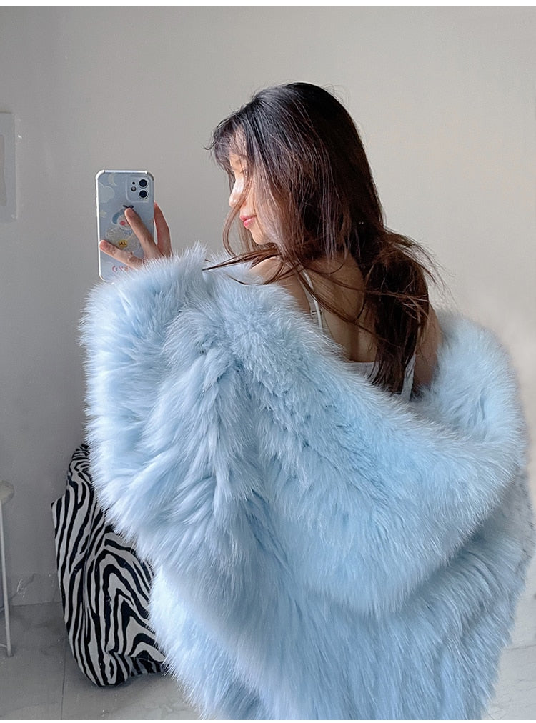 Soft Girl Y2K Faux Fur Jacket Blue
