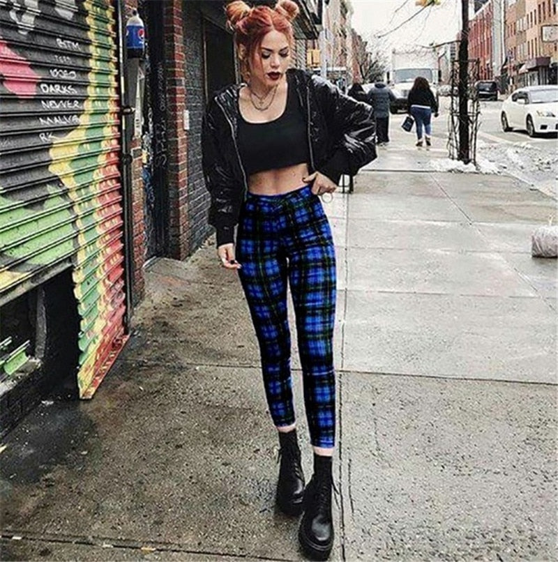 Punk Rock Plaid Leggings Pants
