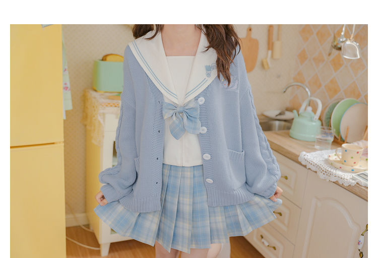 Kawaii Aesthetic Cardigan Sweater Blue