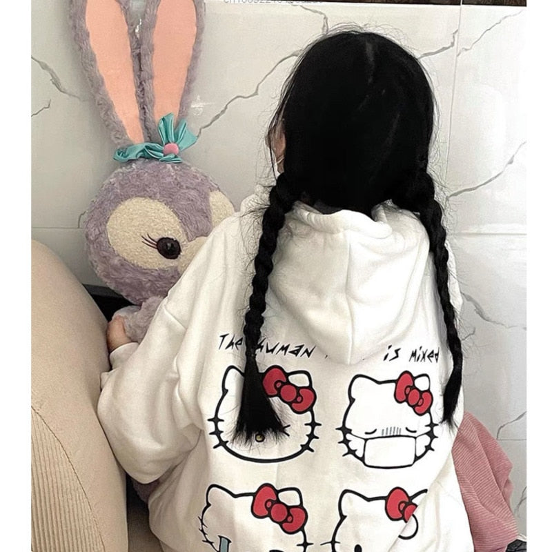 Sanriocore Flustered Kitty Hoodie Kawaii