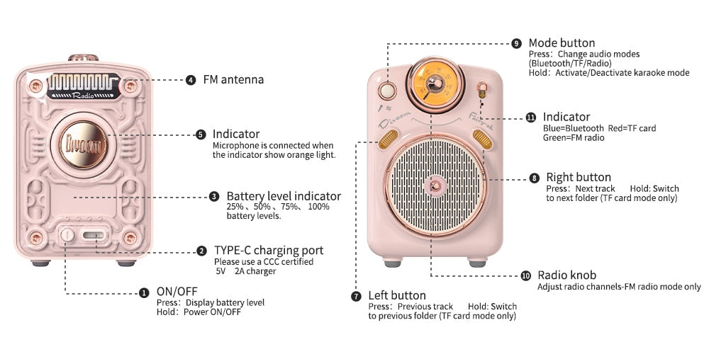 Divoom Fairy-OK Portable Bluetooth Speaker with Microphone