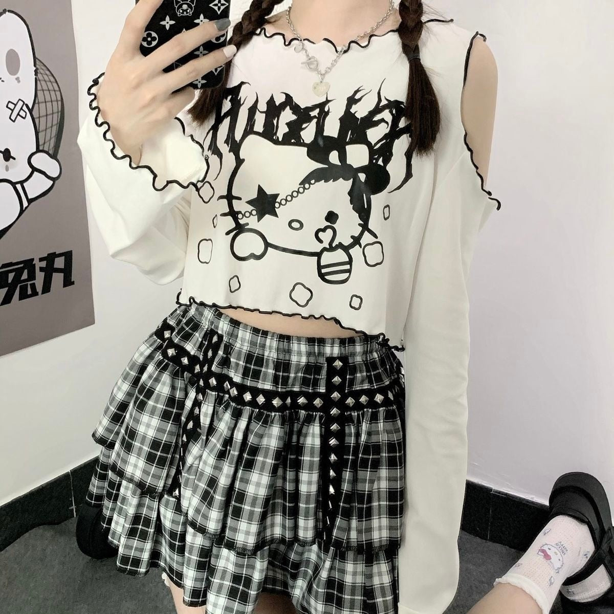 Gothic Dark Grunge Hello Kitty Top