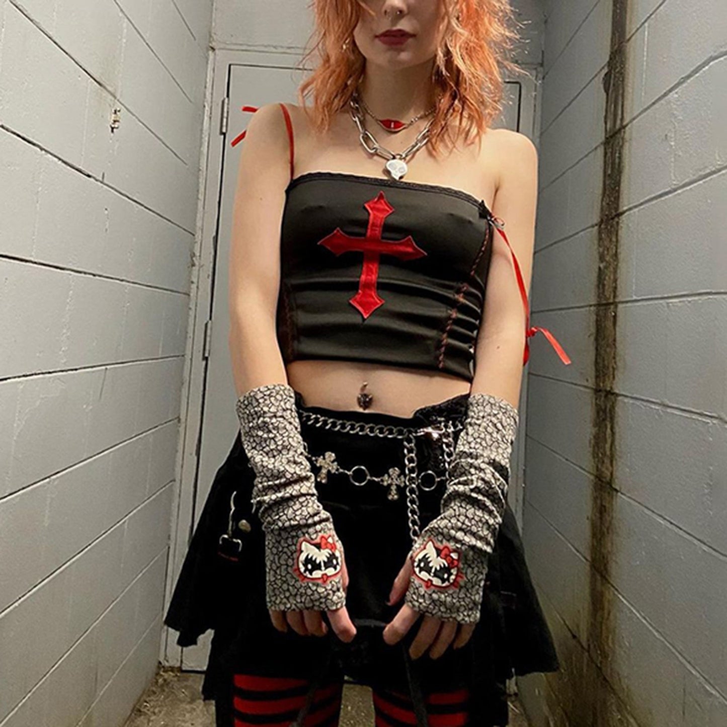 Gothic Vampire Cross Crop Top