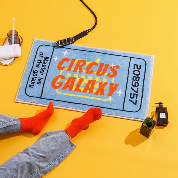 Aesthetic 90s Circus Galaxy Vintage Rug Mat