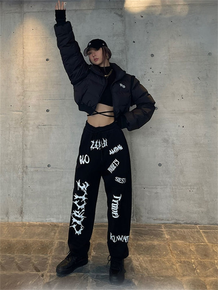 Egirl Gothic Graphic Black Jogging Sweatpants