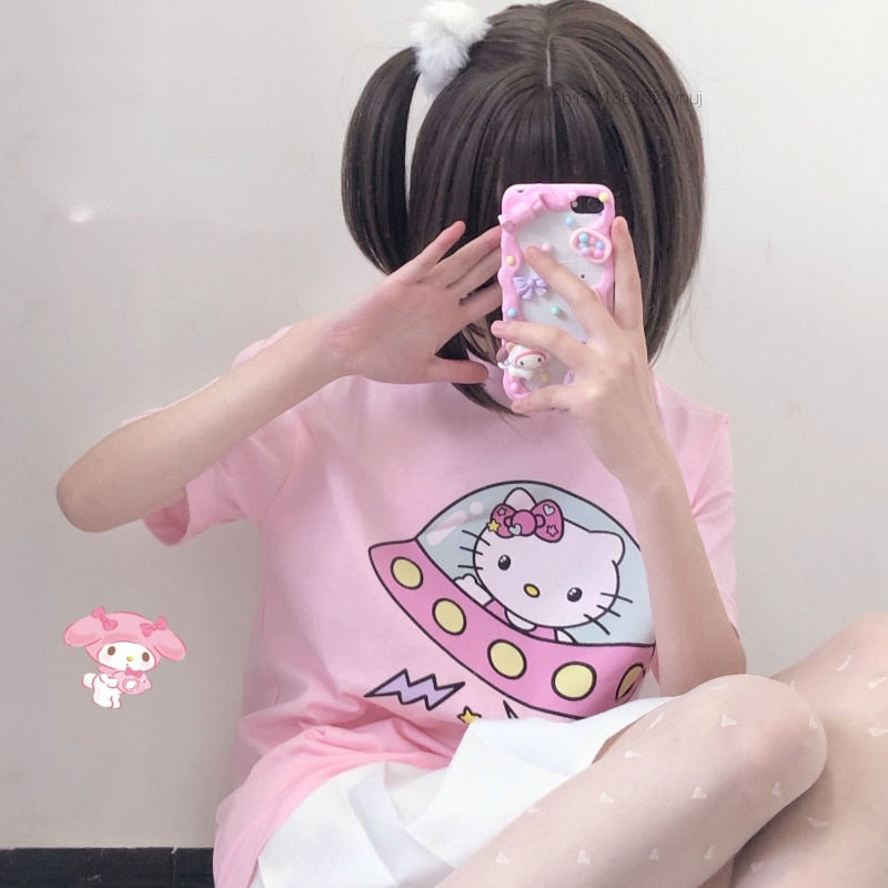 Hello Kitty UFO T-Shirt Pink