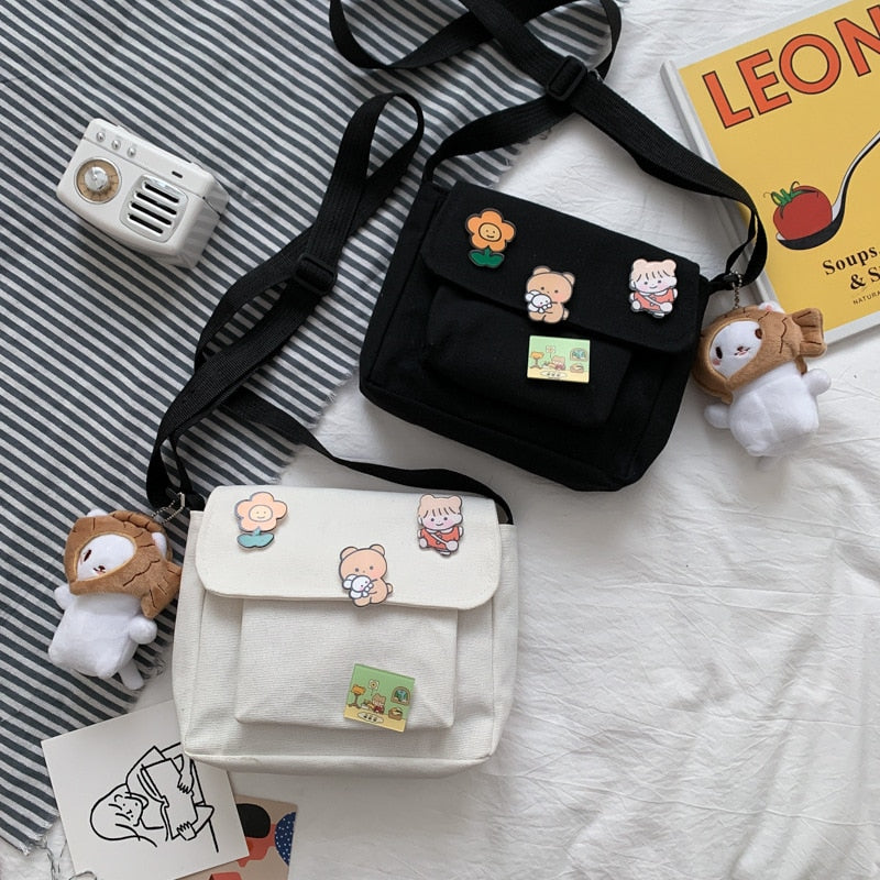 Kawaii Canvas Shoulder Bag Cute Mascot Japanese Kpop Cosplay Aesthetic –  Aesthetics Boutique