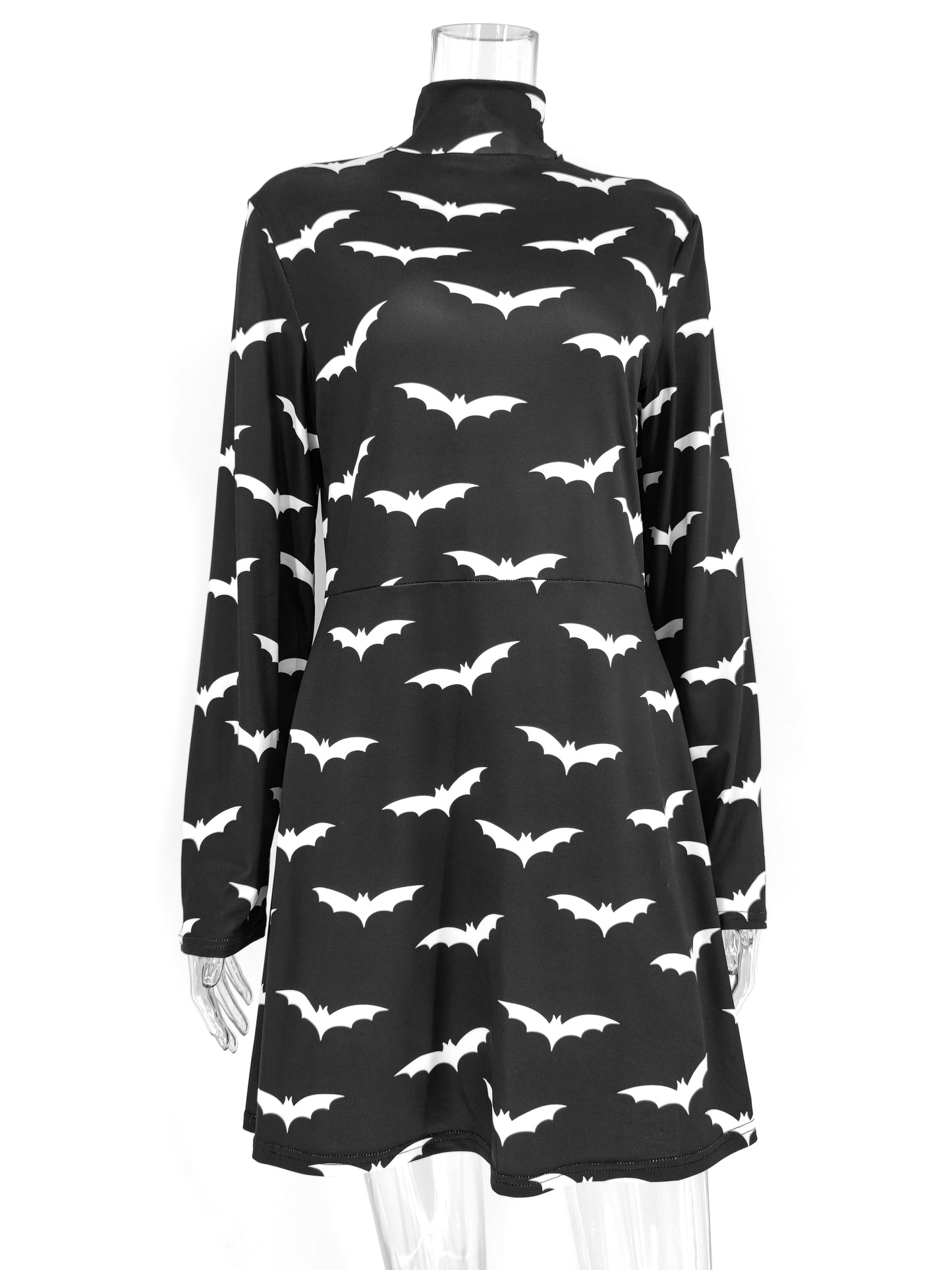 Gothic Black Bat Pattern Dress