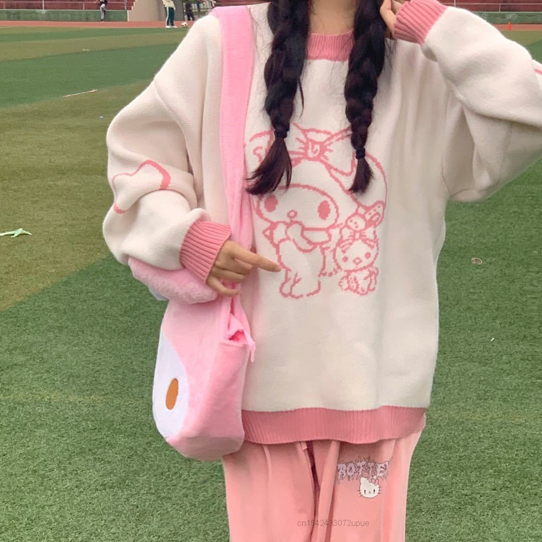 Kawaii My Melody Lovely Sweater White Pink