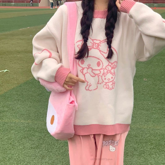 Kawaii My Melody Lovely Sweater White Pink