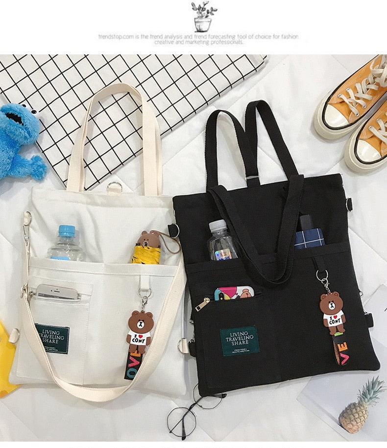 Kawaii Aesthetic Messenger Tote Bag