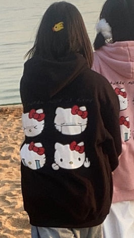 Sanriocore Flustered Kitty Hoodie Kawaii