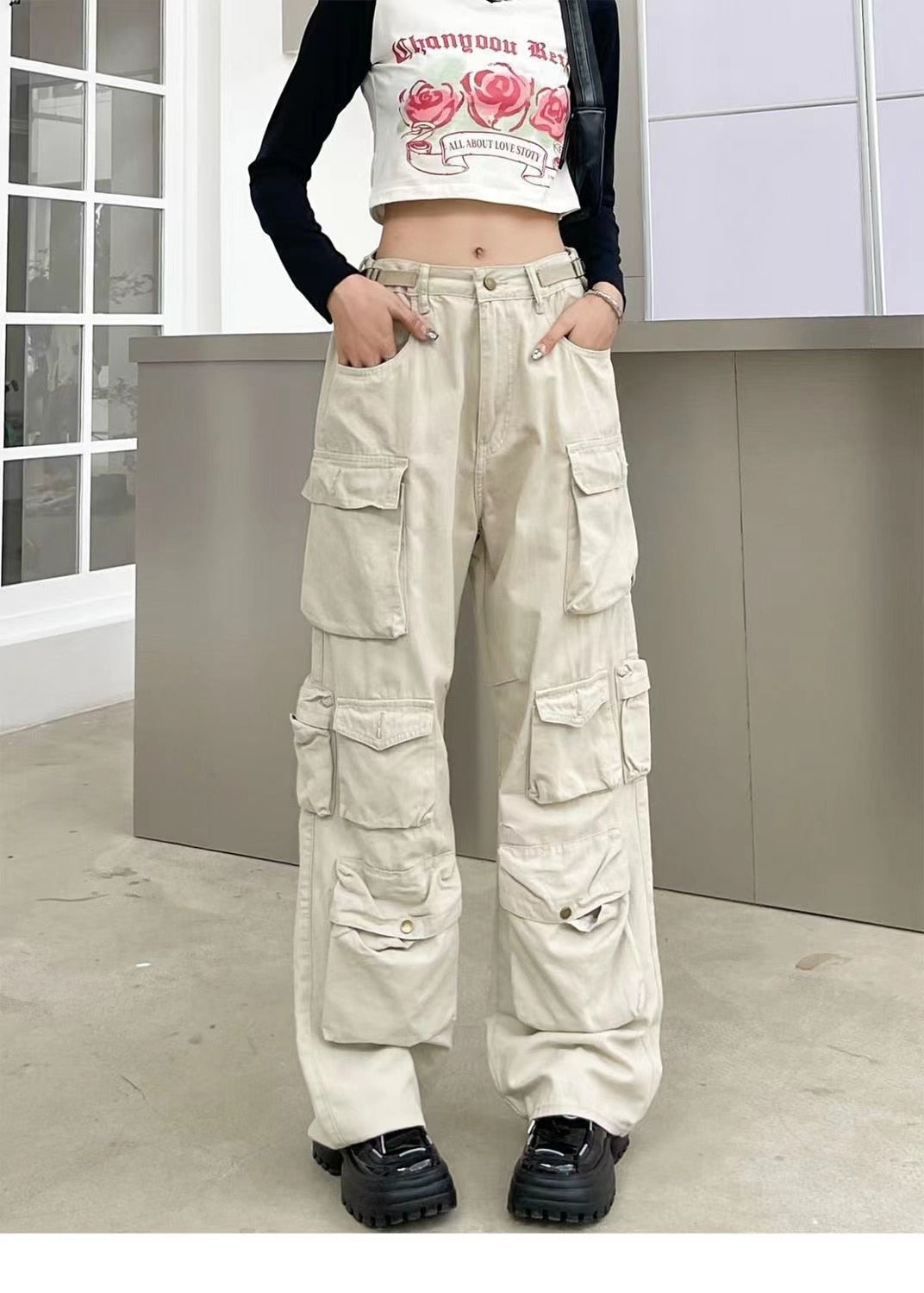 Y2K Baggy Blue Washed Cargo Pants