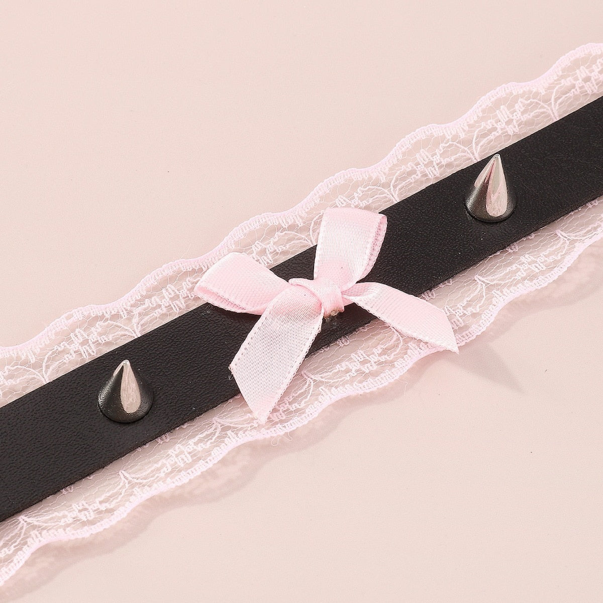Gothic Lolita Black Pink Lace Choker