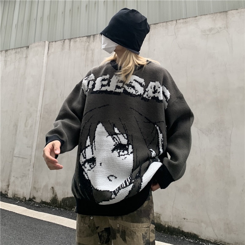 Anime Girl Knitted Sweater Harajuku