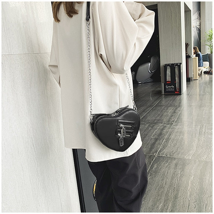 Gothic Heart Blade Crossbody Bag Black