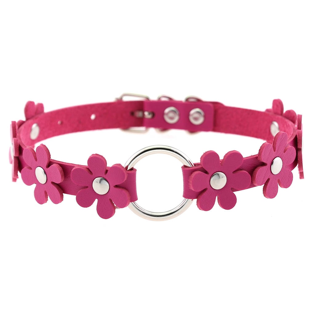 Flowers Rose Red Choker Necklace