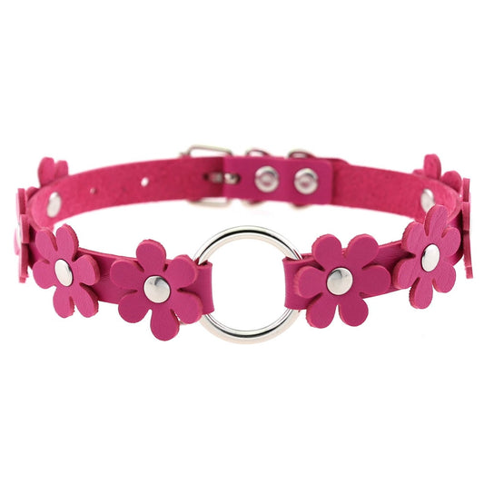 Flowers Rose Red Choker Necklace