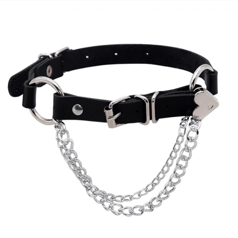 Belt Chain Heart Pendant Choker