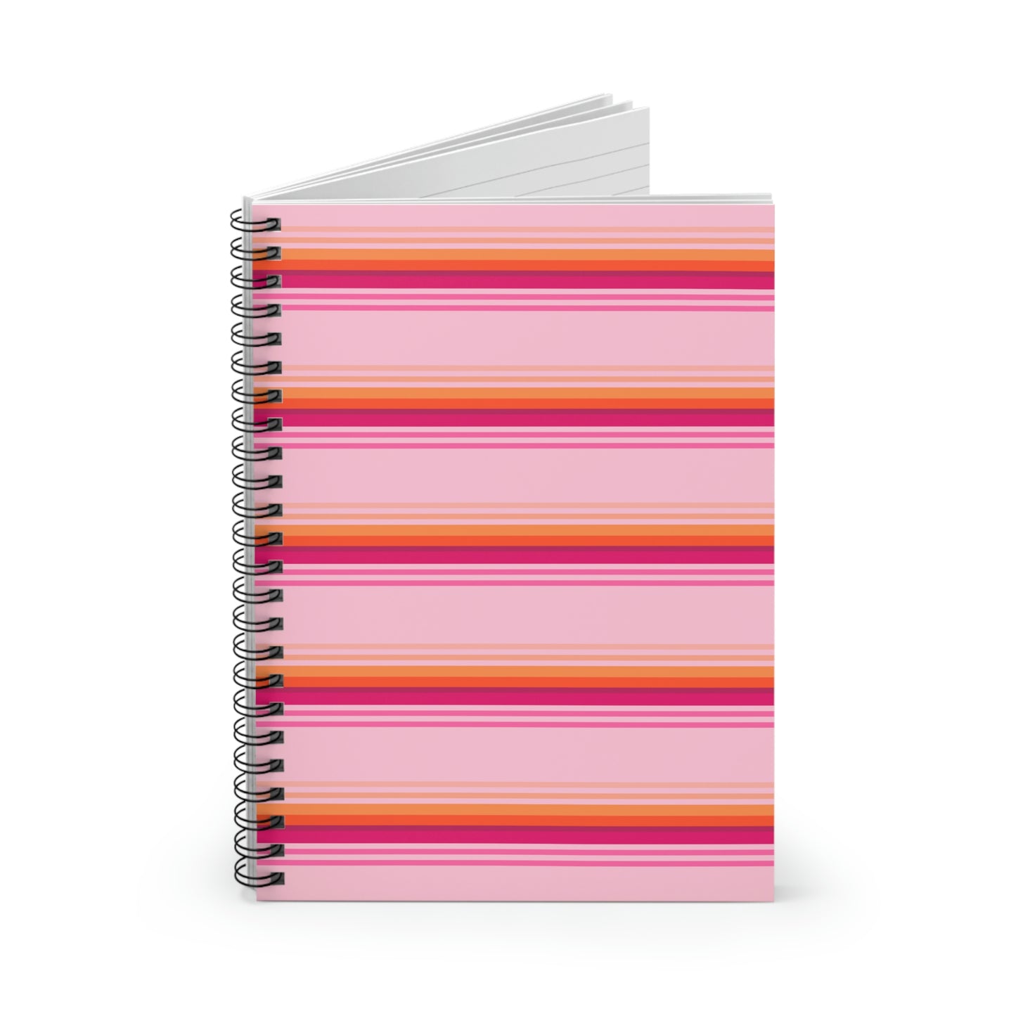 Enid Sinclair Pink Orange Stripes Spiral Notebook