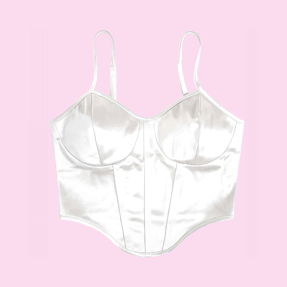 Coquette Aesthetic Clothes - Dollette Satin Crop Top Bustier